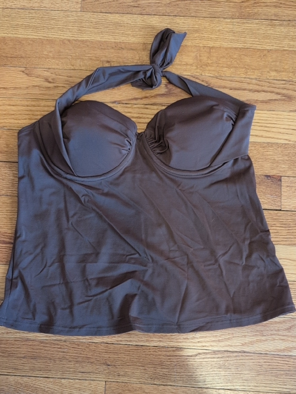 Lands' End Brown Halter Tankini Swim Top